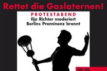 Plakat zur Protestbenefizveranstaltung: Ilja Richters Ankündigung des Protestbenefizabends in der Komödie am Ku-Damm